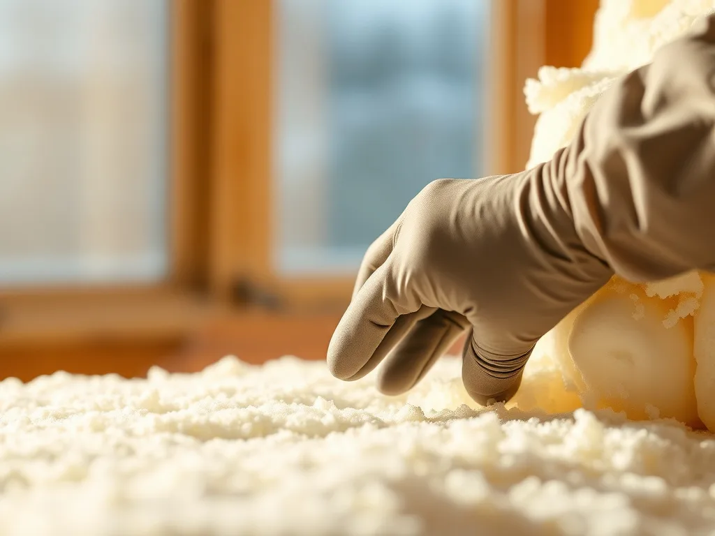 Close-up of cured spray foam insulation texture