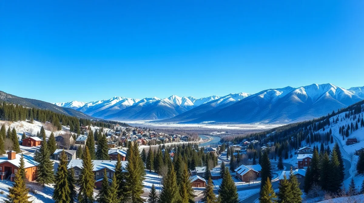 Snow-covered residential neighborhood surrounded by pine trees near Durango, Colorado